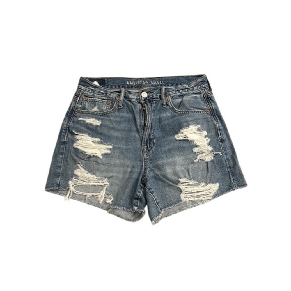 American Eagle Denim Shorts Womens 4 Blue Excellent Distressed High Rise Raw Hem